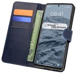 Bizon Etui z klapką Case Pocket do Motorola Edge 50 Fusion, granatowe - Etui i futerały do telefonów - miniaturka - grafika 1