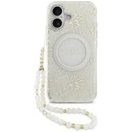 Etui i futerały do telefonów - Etui Guess IML Flowers Electro Pearl Strap MagSafe do iPhone 17 biały - miniaturka - grafika 1