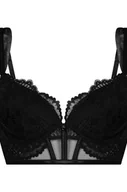 Biustonosze - Hunkemöller Biustonosz push-up marki Whitney z usztywnianymi fiszbinami i długim rękawem Czarny - miniaturka - grafika 1