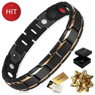 Bransolety męskie - Męska Bransoletka Magnetyczna Czarna 585 Zdrowotna Prezent Taty Chłopaka - miniaturka - grafika 1
