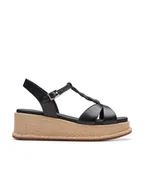 Sandały damskie - Clarks Skórzane sandały "Kimmei" w kolorze czarnym na obcasie - miniaturka - grafika 1