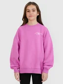 Bluzy dla dziewczynek - 4F Bluza dresowa nierozpinana bez kaptura dziewczęca - różowa 164 (13-14 lat) - miniaturka - grafika 1