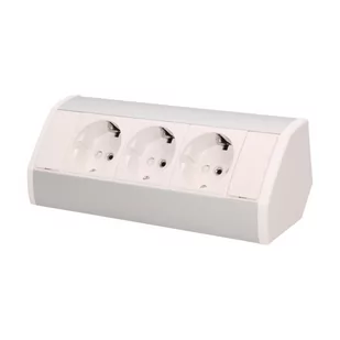 Orno Gniazdo meblowe potrójne Schuko biało-srebrne OR-GM-9001/W-G(GS) - Gniazdka elektryczne - miniaturka - grafika 1