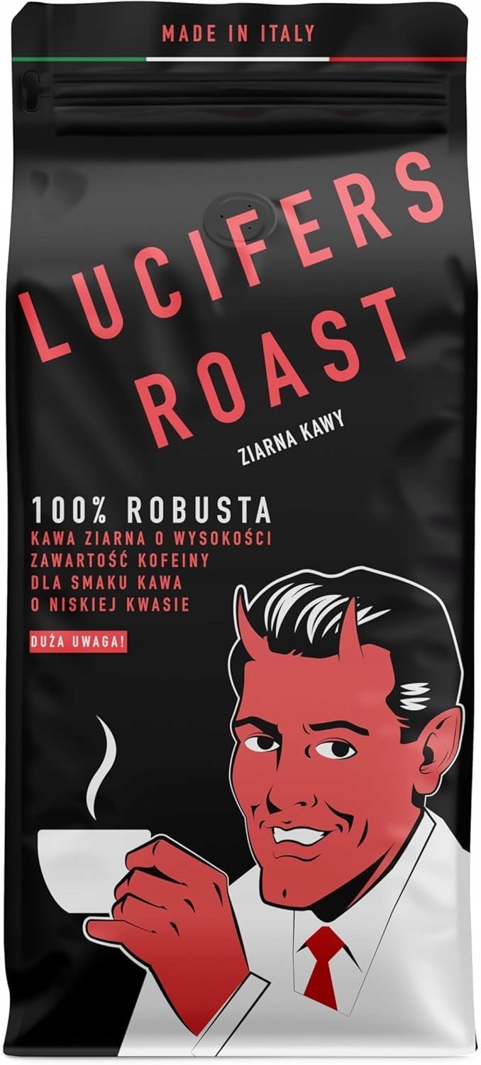 Kawa Ziarnista Robusta Lucifers Roast 1000G Mocna 571MG Kofeiny Daje Kopa