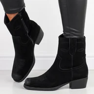 Botki damskie - Czarne skórzane kowbojki damskie Sergio Leone Bt284-S - miniaturka - grafika 1