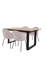 Stoły - Zestaw: Stół rozkładany Grand + 4 krzesła do jadalni Aura Black Boucle - miniaturka - grafika 1