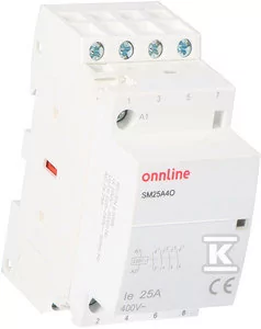 Onnline Stycznik modułowy styki 4NO I=25A napięcie cewki U=230V AC 2 moduły SM25A4O - Silniki elektryczne i akcesoria - miniaturka - grafika 1