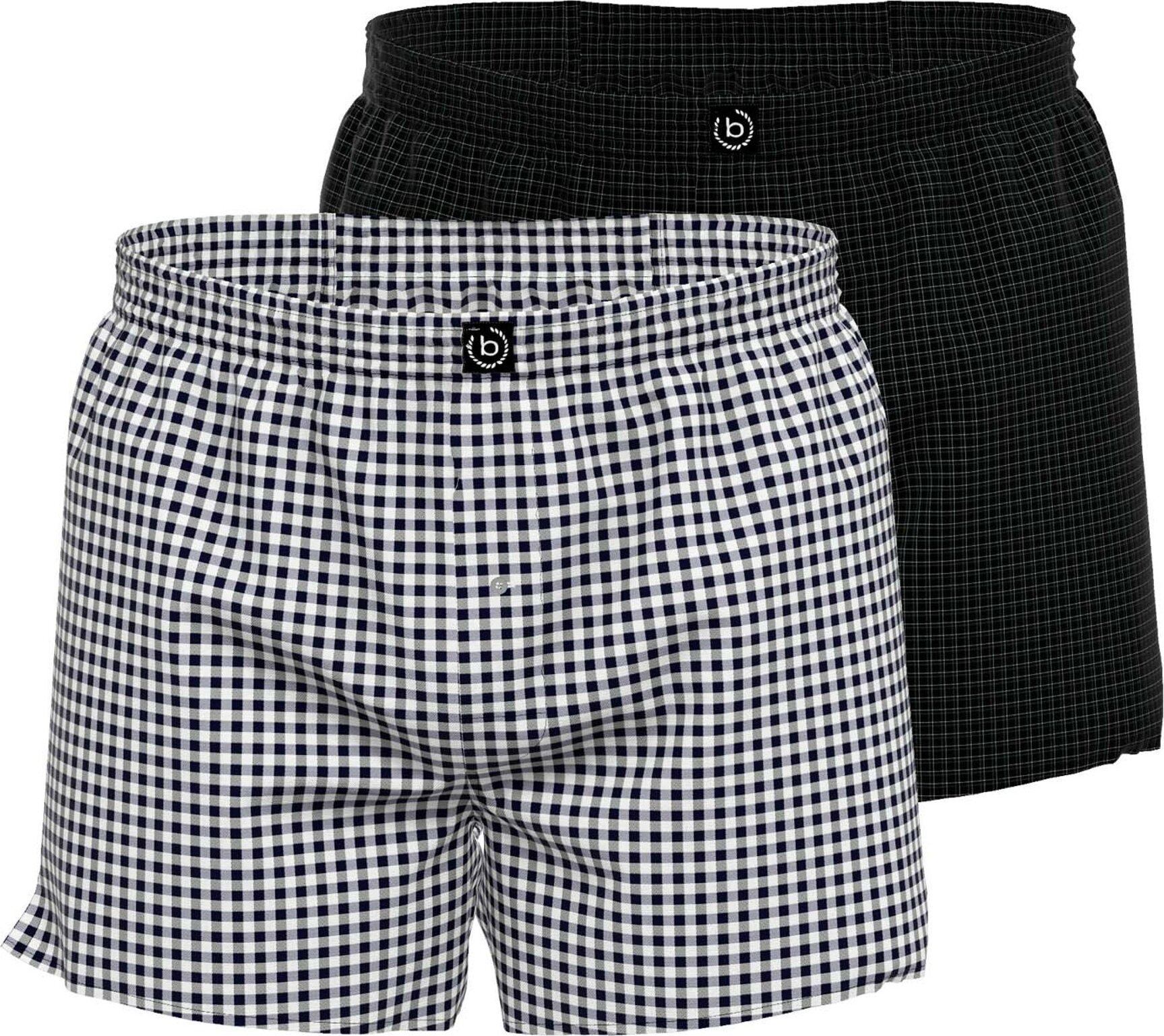 bugatti bokserki męskie, 2-pak - tkane szorty, bawełna, wzór w kratkę czarny 2XL