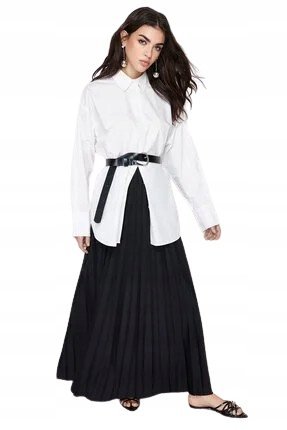 TRENDYOL CZARNA PLISOWANA SPÓDNICA DŁUGA Z PODSZEWKĄ 36 5BA