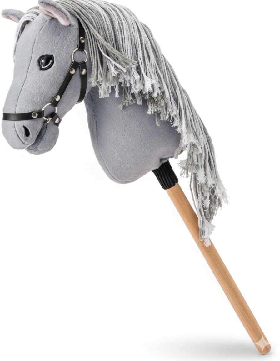 Koń na Kiju HOBBY HORSE Duży A3 SZARY Ręcznie Robiony