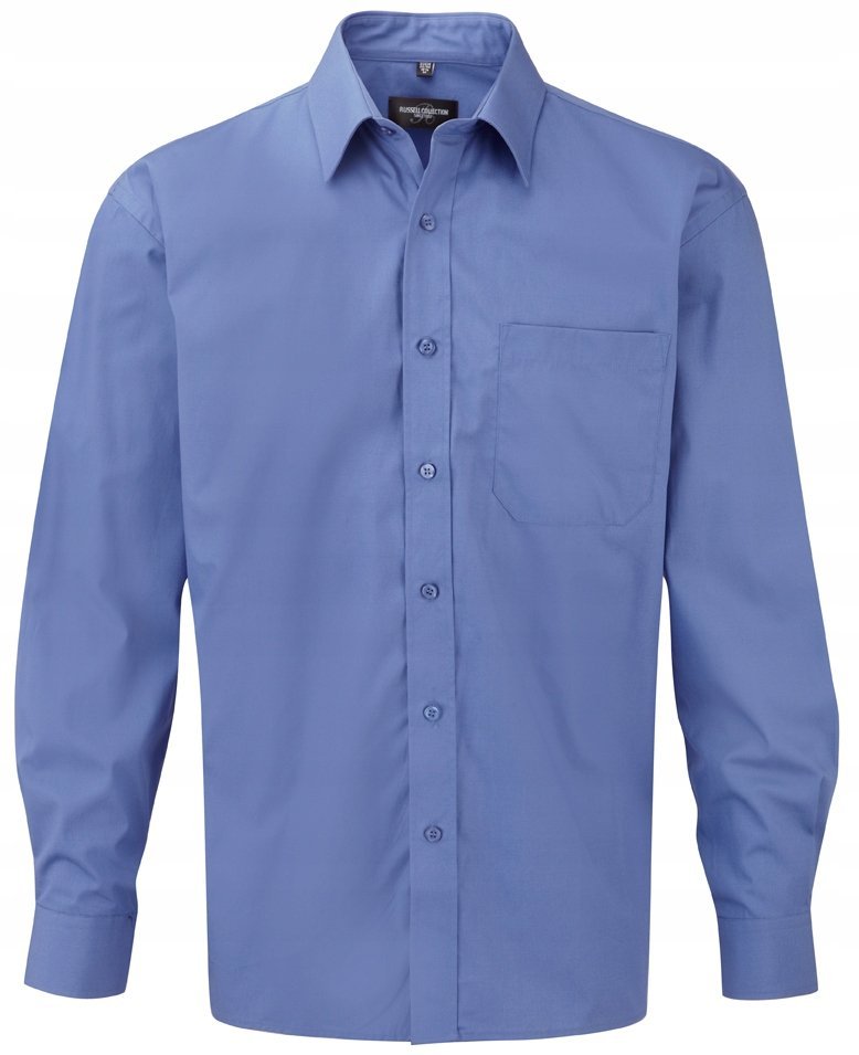 Koszula męska z długim rękawem z popeliny Aztecki Niebieski r. XL