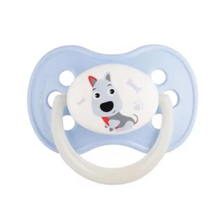 CANPOL CANPOL BABIES Smoczek uspokajający kauczukowy okrągły Animals 0-6m niebieski pies 22/593 - Smoczki uspokajające - miniaturka - grafika 1