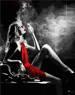 Malowanie po numerach - Artnapi 40x50cm Zestaw Do Malowania Po Numerach - Pani z papierosem - Na Drewnianej Ramie - miniaturka - grafika 1