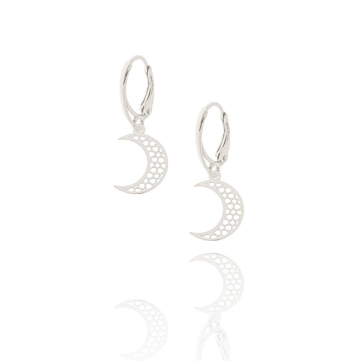Kolczyki srebrne z ażurowymi księżycami