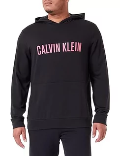 Bluzy męskie - Calvin Klein Męska bluza z kapturem L/S, Czarny z różą fuksją, S - grafika 1