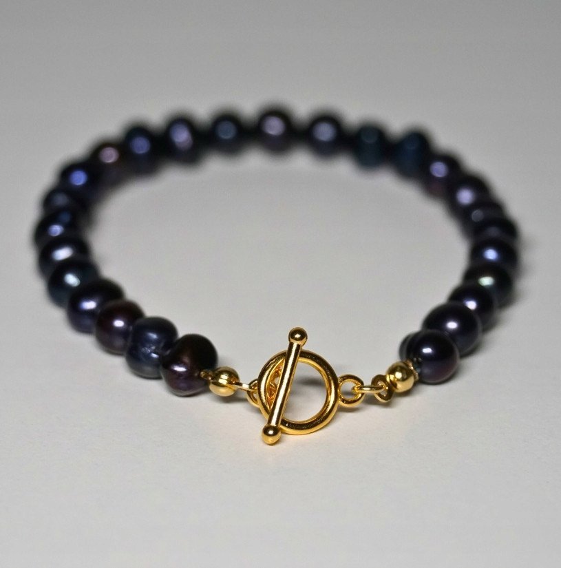 Bransoletka Toggle Perła Naturalna Czarna 6mm - Crystals Break 9 rozmiarów