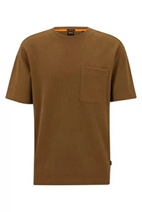 BOSS Męski T-shirt Tempestoshort Relaxed-Fit z mieszanki bawełny o strukturze waflowej, jasny beż, L - Koszulki męskie - miniaturka - grafika 1