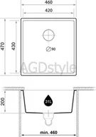 Zlewozmywaki - BRANDE SOLAR 460-50-U BLACK METALLIC (czarny metalik) | podwieszany - miniaturka - grafika 1
