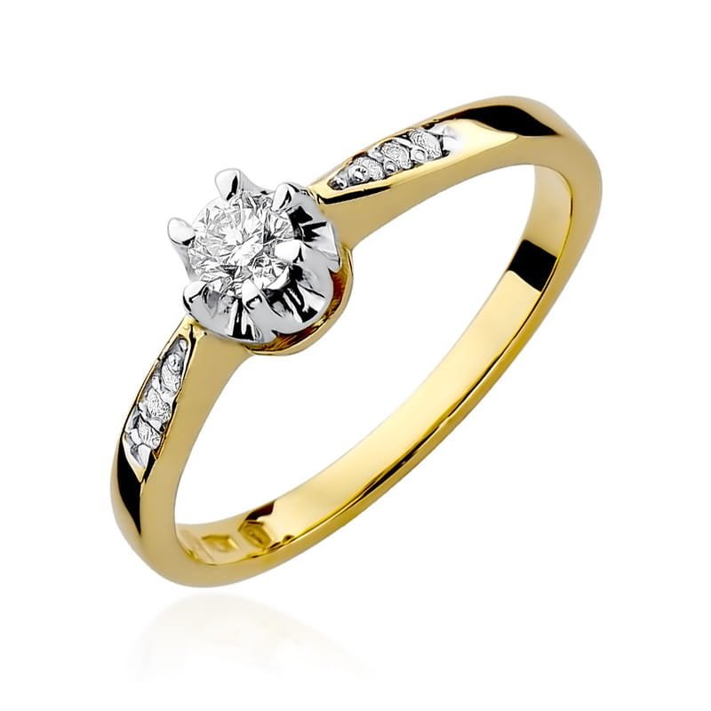 Złoty pierścionek Diament 0,23ct żółte złoto pr. 585