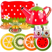 Zabawy w naśladowanie dorosłych - Zestaw Metalowy Do Herbatki Serwis Herbaty Dzieci X07 - miniaturka - grafika 1