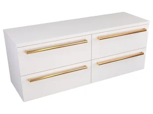 Szafka Wisząca Z Blatem ATH 120 cm S Prawa - Biały Mat - Uchwyty Złote Polerowane - Szafki łazienkowe - miniaturka - grafika 1