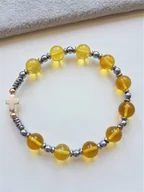 Bransoletki - Bransoletka Różaniec Bursztyn Hematyt Krzyż - miniaturka - grafika 1