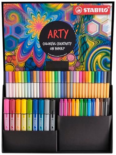 Zestaw pisaków – STABILO ARTY Creative Set – cienkopisy, flamastry klasy premium, z grubą końcówką klinową i flamastrami klasy premium z elastyczną końcówką pędzla
