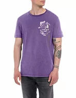 Koszulki męskie - Replay Męski T-shirt M6486, 074 fioletowy, L, 074 Fioletowy, L - miniaturka - grafika 1