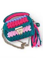 Torebki damskie - Torebka handmade + brelok z gliny polimerowej kwiatowe fantazje - miniaturka - grafika 1