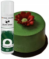 Dodatki do ciast w proszku - Barwnik spożywczy jadalny zielony ozdoby na tort zamsz w spray velvet 100ml - miniaturka - grafika 1