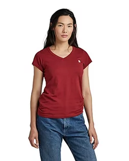 Koszulki i topy damskie - G-STAR RAW Women's Eyben Stripe Slim V-Neck Top T-Shirt, Red (Dry red 4107-5298), L, czerwony (Dry Red 4107-5298), L - grafika 1