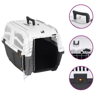 vidaXL Transporter dla zwierząt, z metalowymi drzwiczkami, 55x36x35 cm - Sprzęt podróżny i transportery dla psów - miniaturka - grafika 1