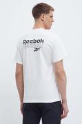 Koszulki męskie - Reebok t-shirt bawełniany Brand Proud męski kolor beżowy z nadrukiem 100076380 - miniaturka - grafika 1