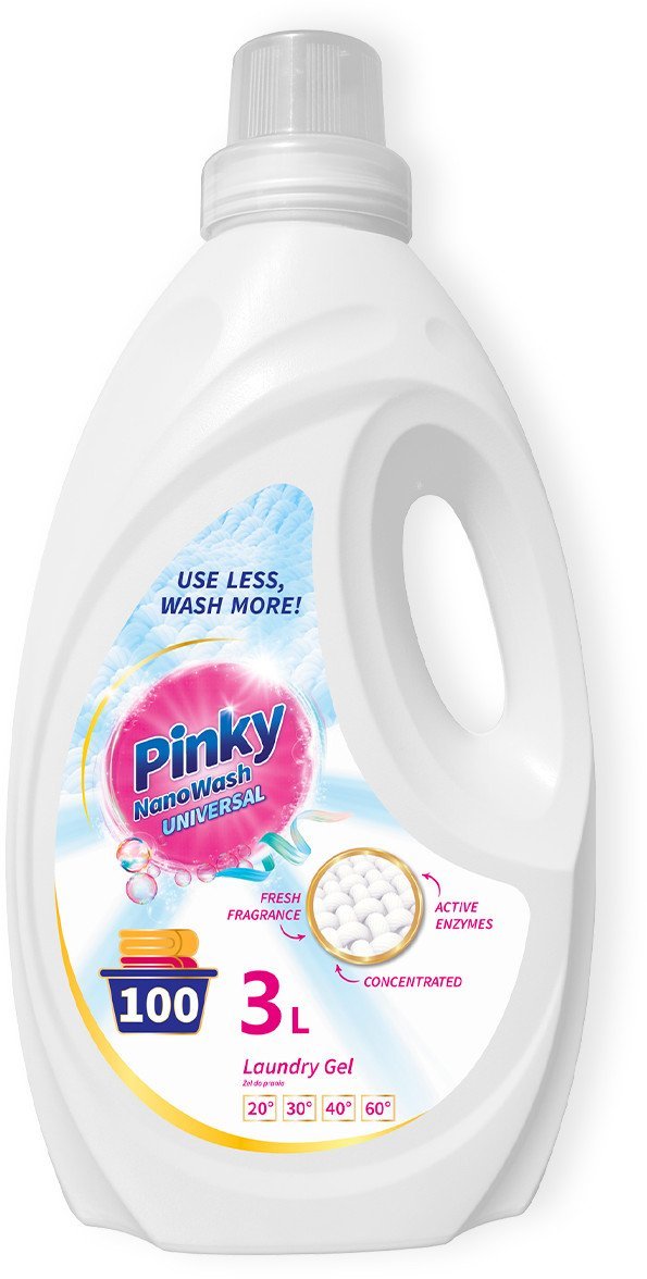 Żel do prania tkanin białych i jasnych 100 prań 3L NanoWash Universal PINKY