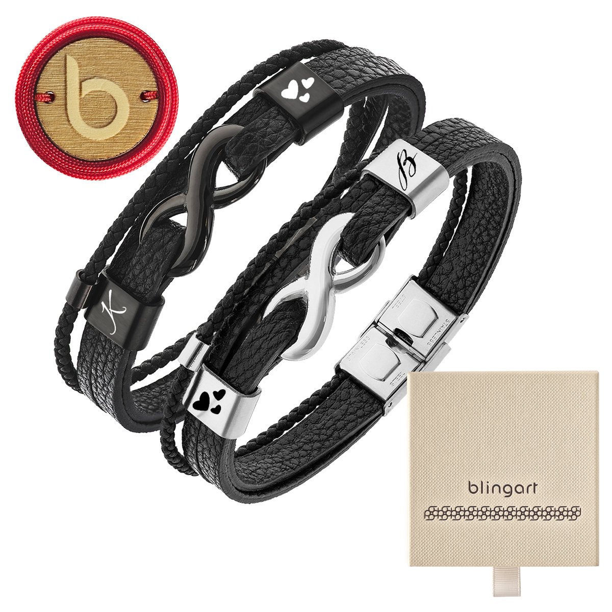 Bransoletki skórzane dla par z nieskończonością