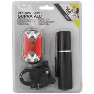 Zestaw lampek rowerowych aluminiowych 1LED + 9LED SUPRA 4bike - Lampki rowerowe - miniaturka - grafika 1