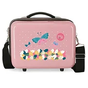 Kosmetyczki, organizery i kuferki - Roll Road Precious Flower kosmetyczka z możliwością regulacji, z torbą na ramię, różowa, 29 x 21 x 15 cm, sztywna, ABS 9,14 l - miniaturka - grafika 1