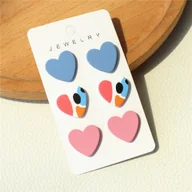 Kolczyki - TEMU 3 par/zestaw Kolczyki sztyfty w kształcie serca Biżuteria akrylowa Akcesoria do codziennego noszenia Wykwintny prezent na walentynki - miniaturka - grafika 1