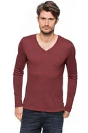 Swetry męskie - MĘSKI SWETER TOM TAILOR V-NECK WITH RIB DETAILS BURGUNDY DARK RED 3018534.00.15 COL. 4499 - Tom Tailor - miniaturka - grafika 1