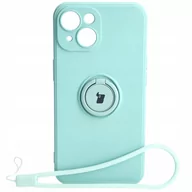 Etui i futerały do telefonów - Etui Bizon Case Silicone Ring Sq Do Apple Iphone 15, Turkusowe - miniaturka - grafika 1