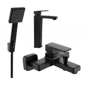 Baterie umywalkowe - Mexen Cetus R45 zestaw wannowy, czarny - miniaturka - grafika 1