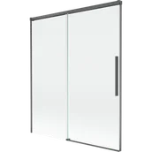 Parawany nawannowe - Mexen Rox parawan nawannowy 2-skrzydłowy rozsuwany 140 x 150 cm, transparent, gun gray szczotkowany - 8C9-140-001-66-00 - miniaturka - grafika 1