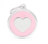 Odblaski i adresówki - Zawieszka Adresówka Identyfikator z grawerem dla psa i kota kółko z sercem różowe - miniaturka - grafika 1