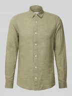 Koszule męskie - Koszula lniana o kroju slim fit z kołnierzykiem typu kent model ‘CAIDEN’ - miniaturka - grafika 1
