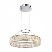 Lampy sufitowe - Italux Kryształowa LAMPA wisząca MAXIS MD14066703-1A okrągła OPRAWA zwis LED 30W żyrandol glamour crystal chrom przezroczysty - miniaturka - grafika 1