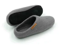 Kapcie męskie - Feltiness, Popielate, kapcie wełniane z podeszwą 43-44 (27cm) - miniaturka - grafika 1