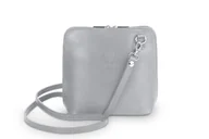 Torebki damskie - Torebka Skórzana listonoszka Vera Pelle Mini Szara - miniaturka - grafika 1