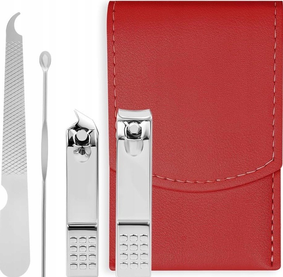 DO ZESTAW MANICURE 4 CZESCI STAL NIERDZEWNA POLEROWANY ETUI PORTEWEL