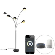 Lampy stojące - QAZQA Inteligentna lampa podłogowa czarna 5-punktowa z Wi-Fi B35 - lata sześćdziesiąte - miniaturka - grafika 1