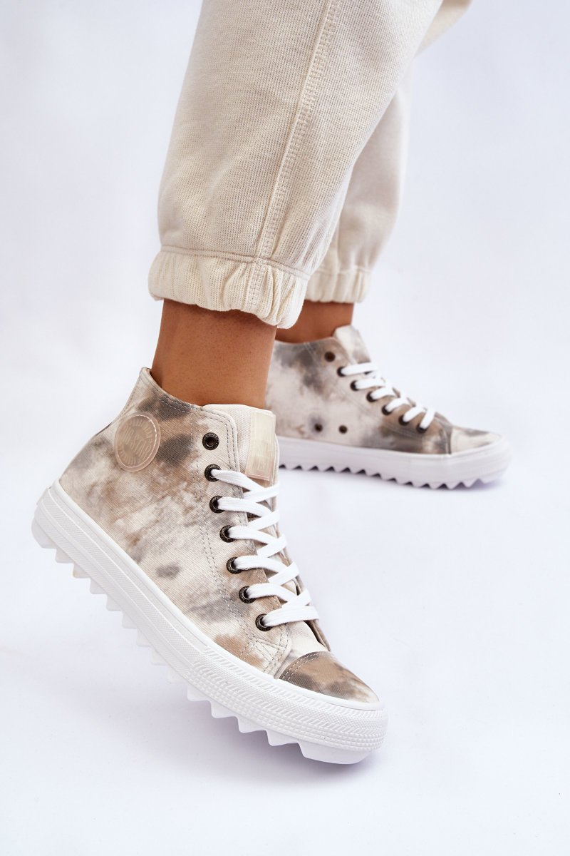 Trampki Damskie Wysokie Big Star LL274047 Biało-Zielone-39